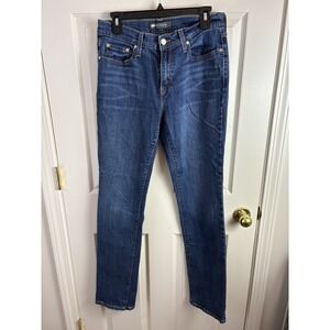 Levis 505 Straight Leg Jeans Womens W29 L34 Blue Excellent Stretch Denim